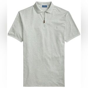 Polo Ralph Lauren SlimFit Stretch Mesh Zip-Placket Men's Polo Shirt Grey Size M